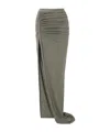 Rick Owens Edfu Asymmetric Ruched Cotton-jersey Maxi Skirt In Green