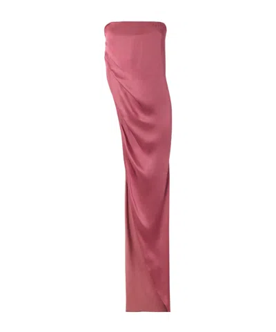Rick Owens Lido Strapless Asymmetric Satin Top In Pink