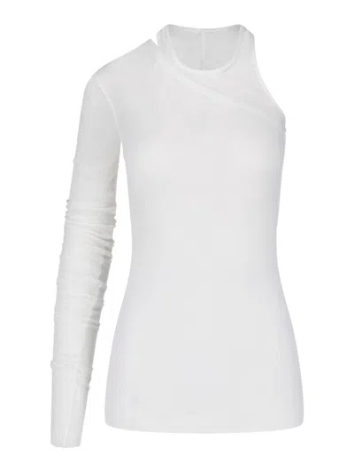 Rick Owens Asymmetrical Top In Viscose And Silk In White
