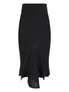 Rick Owens Asymmetrical Wool Midi Skirt In Black