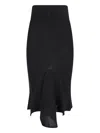 Rick Owens Asymmetrical Midi Skirt In Wool In Black