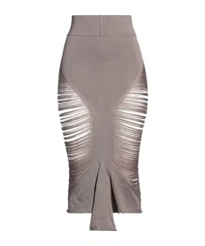 Rick Owens Asymmetrical Wool Skirt In Gold