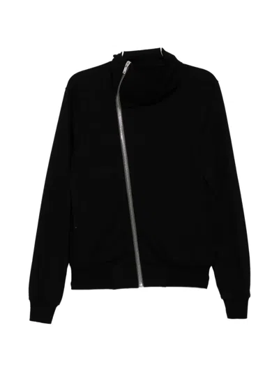 Rick Owens Asymmetric-zip Funnel-neck Jacket In Black