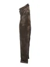 Rick Owens Athena Arrowhead One-shoulder Draped Crushed-velvet Gown In Brown