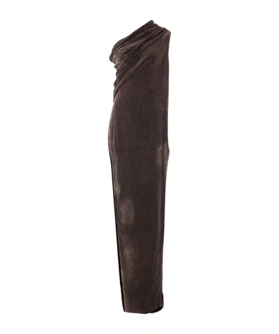 Rick Owens Athena Arrowhead Gown In Brown