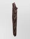 Rick Owens Athena Arrowhead Gown Draped One-shoulder Velvet Slit In Gray