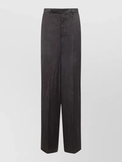 Rick Owens Athena Arrowhead High Waist Satin Trousers In Black