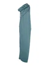 Rick Owens Athena Arrowhead Light Blue Long Dress With One Shoulder Design And Side Slits In Viscose And Acetat In Blue