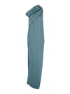 Rick Owens Athena Arrowhead Light Blue Long Dress With One Shoulder Design And Side Slits In Viscose And Acetat