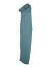 Rick Owens Athena Arrowhead Light Blue Long Dress With One Shoulder Design And Side Slits In Viscose And Acetat In Light Blue
