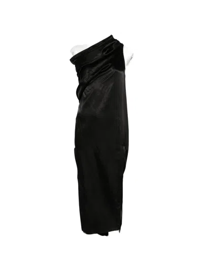 Rick Owens Athena Arrowhead One-shoulder Midi Dress In Black