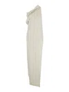 Rick Owens Athena Arrowhead White Long Dress With One Shoulder Design And Side Slits In Viscose And Acetate Ble