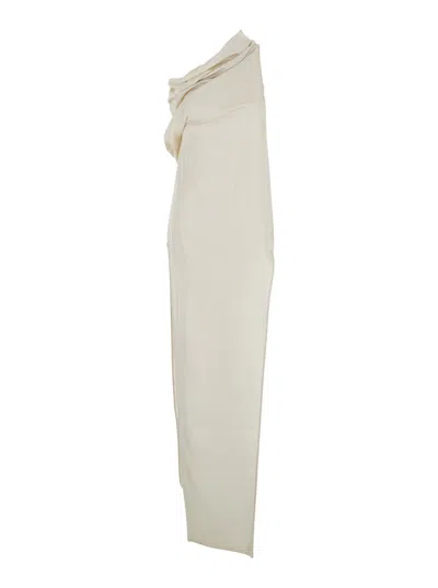 RICK OWENS RICK OWENS 'ATHENA ARROWHEAD' WHITE LONG DRESS WITH ONE SHOULDER DESIGN AND SIDE SLITS IN VISCOSE AN
