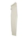Rick Owens Athena Arrowhead White Long Dress With One Shoulder Design And Side Slits In Viscose And Acetate Ble In White