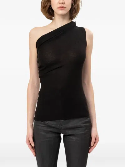 Rick Owens Womens Athena Asymmetric Stretch-jersey Tank Top Black In Red