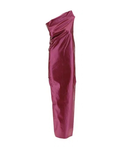 Rick Owens Athena Asymmetric Neck Gown In Red