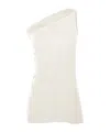 Rick Owens One-shoulder Draped Athena Top With Subtle Ruching In White