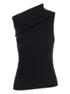 Rick Owens Athena Asymmetric Ribbed Top In Black