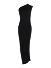 RICK OWENS ATHENA BLACK DRESS WITH FRONT NECKLINE AND SIDE SLIT IN FABRIC WOMAN