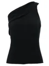 RICK OWENS 'ATHENA' BLACK RIBBED ONE-SHOULDER TOP IN WOOL WOMAN
