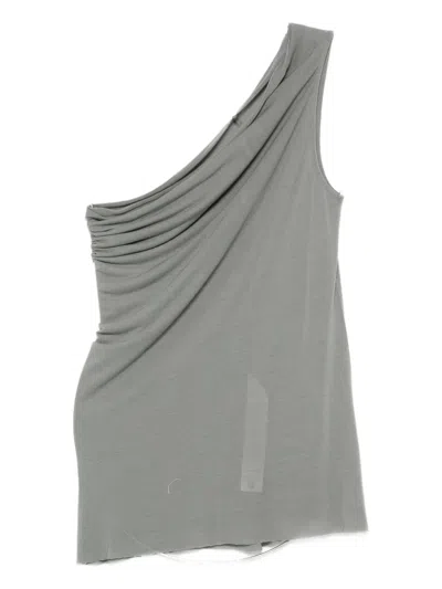 Rick Owens Athena Draped One-shoulder Top In Blue