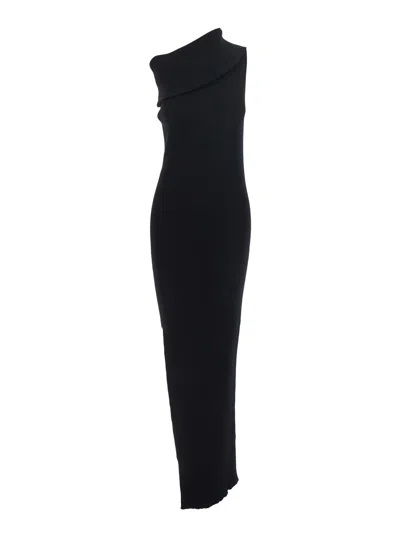 Rick Owens Athena Dress Compact Rib Knit In Black
