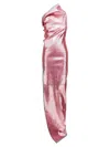 Rick Owens Sequined One-shoulder Denim Evening Dress In Pink
