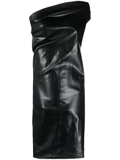 Rick Owens Athena Faux-leather Minidress In Black