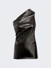Rick Owens Athena Leather Tank Top In Black