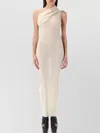 Rick Owens One-shoulder Rib Knit Maxi Dress With Draped Neckline
