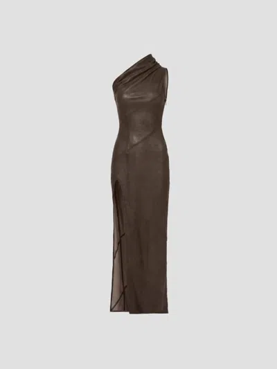 Rick Owens Athena Mini Dress In Brown