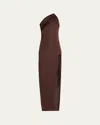 Rick Owens Athena One-shoulder Arrowhead Dress In Mahogany