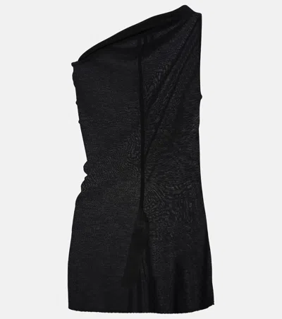 Rick Owens Athena One-shoulder Jersey Top In Black
