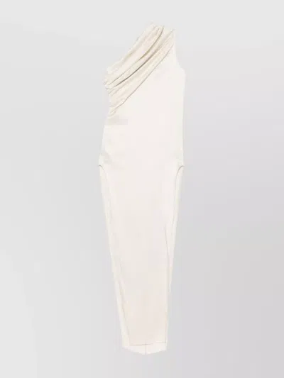 Rick Owens Athena One Shoulder Long Dress In Gray