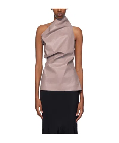 Rick Owens Athena One-shoulder Tank Tolp In Gray