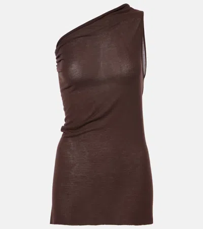 Rick Owens Athena One-shoulder Top In Brown