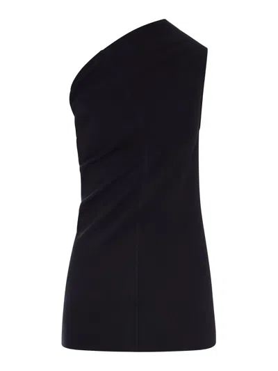Rick Owens Athena One-shoulder T Top With Shaped Seams In Black