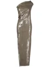 Rick Owens Athena Asymmetric Gown In Brown