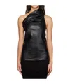 Rick Owens Athena Leather Tank Top In Black