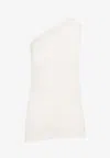 Rick Owens One-shoulder Draped Athena Top With Subtle Ruching In White