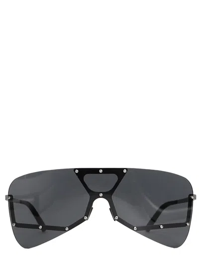 Rick Owens Avant-garde Tower Shield Sunglasses With Oversized Wraparound Silhouette In Black