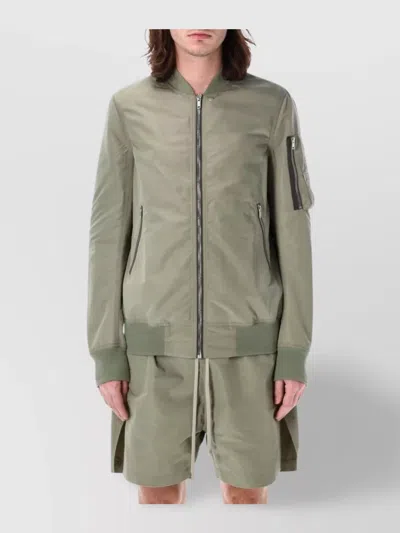 Rick Owens Aviator Jacket With Ribbed Accents