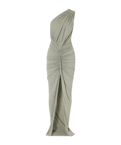 Rick Owens Avra One-shoulder Gathered Stretch-jersey Gown In Green