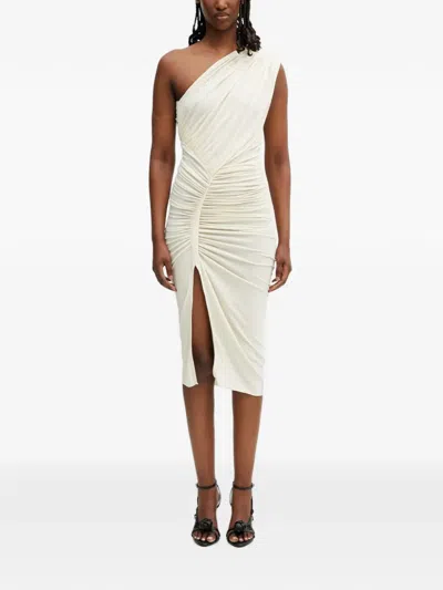 Rick Owens Avra One-shoulder Ruched Midi Dress In Animal Print