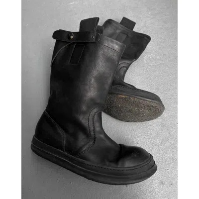 Pre-owned Rick Owens Aw05 "moog" Pull-tab Engineer Sneaker Boots In Black
