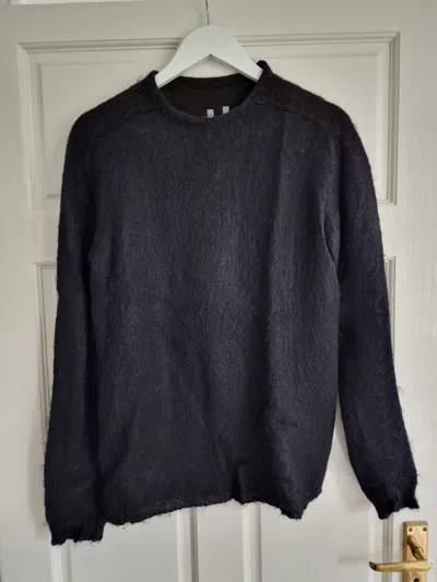 Pre-owned Rick Owens Aw17 Glitter Black Brushed Mohair Jumper Knit (m)