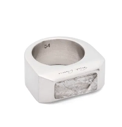 Pre-owned Rick Owens Aw23  "luxor" Crystal Beveled Ring 54 In Silver