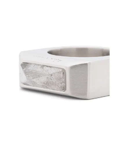 Pre-owned Rick Owens Aw23  "luxor" Crystal Beveled Ring 56 In Silver
