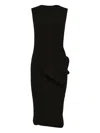Rick Owens Babel Draped-detail Midi Dress In Black