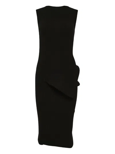 Rick Owens Babel Draped-detail Midi Dress In Black